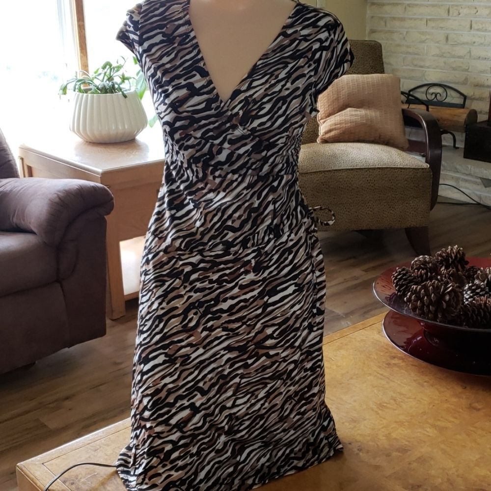 Merona Tiger Print Pullover Wrap Look Dress sz S